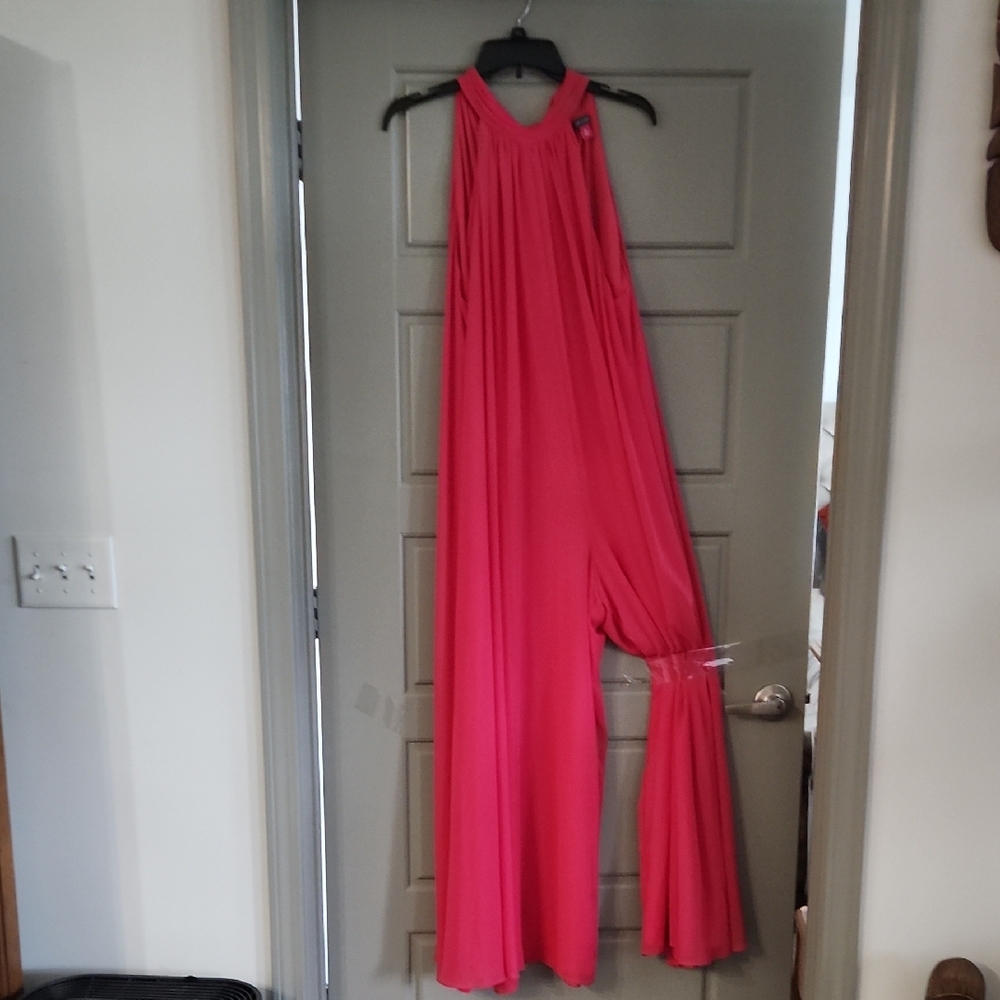 Vince Camuto Pink Halter Jumpsuit with Flowing Design